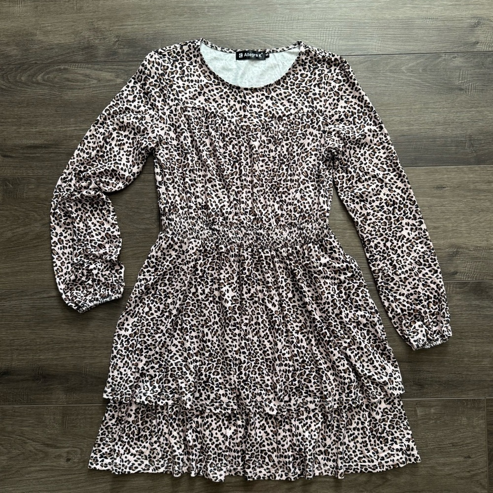 Allegra K Women's leopard print crew neck dress